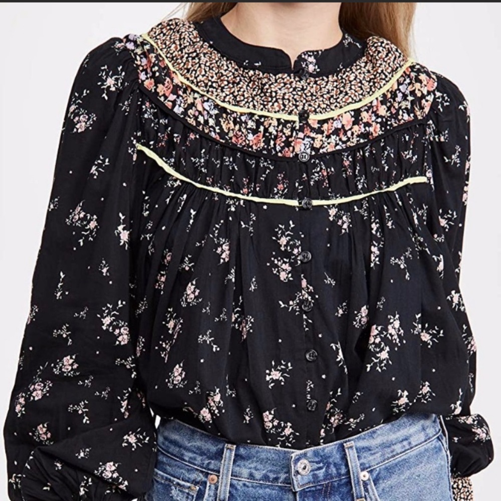 Free People Paloma Printed Floral Blouse